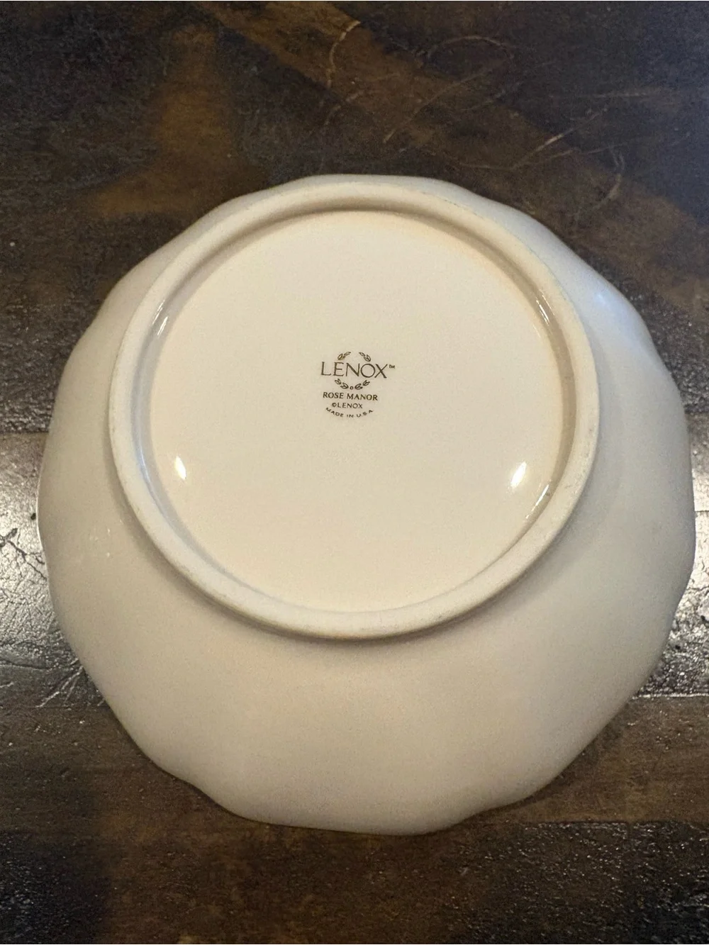 Vintage Lenox Rose Manor Scalloped Ivory Bone China Small Accent Bowl Gold Trim